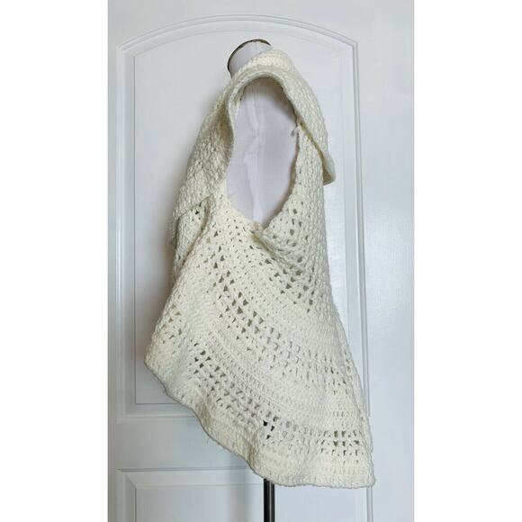 White Knit Sweater Vest Sleeveless Cardigan Fall Layer Cozy Open Front EUC M - Picture 3 of 7